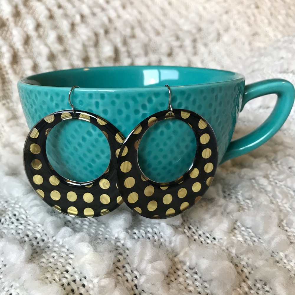 Black Polka Dot Hoop Earrings NWOT